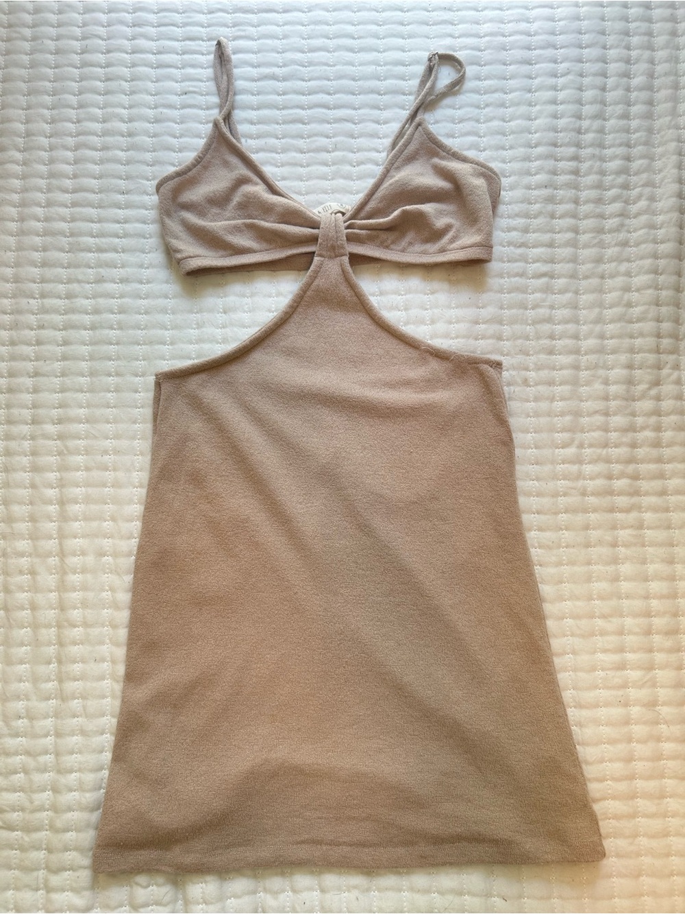 Boutique Taupe Cutout Halter Mini Dress Size M